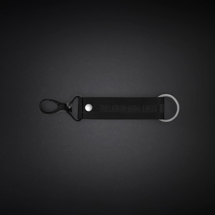 Small Black Text Line Lanyard